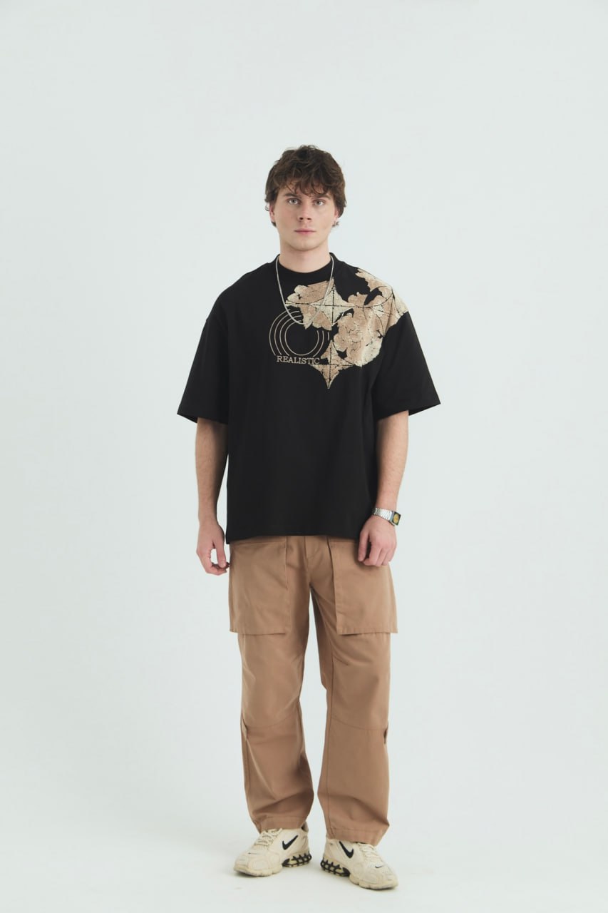 Oversize Cotton Tee / Ornate Animal Graphic Print "Fear Of Being Average" Withinblack