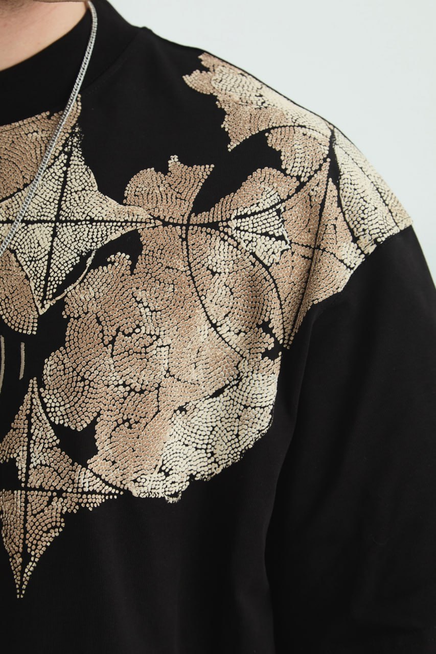 Oversize Cotton Tee / Ornate Animal Graphic Print "Fear Of Being Average" Withinblack