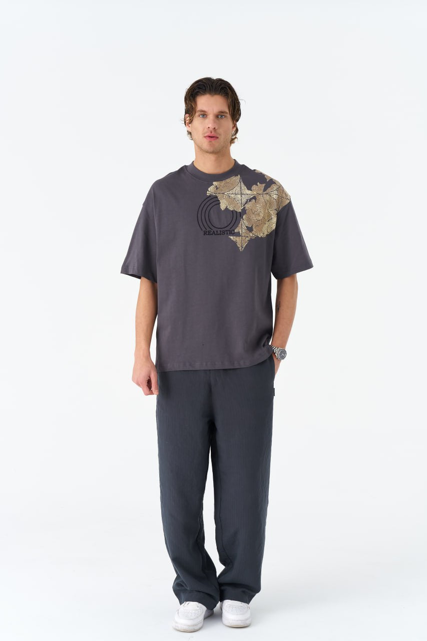 Oversize Cotton Tee / Ornate Animal Graphic Print "Fear Of Being Average" Withinblack
