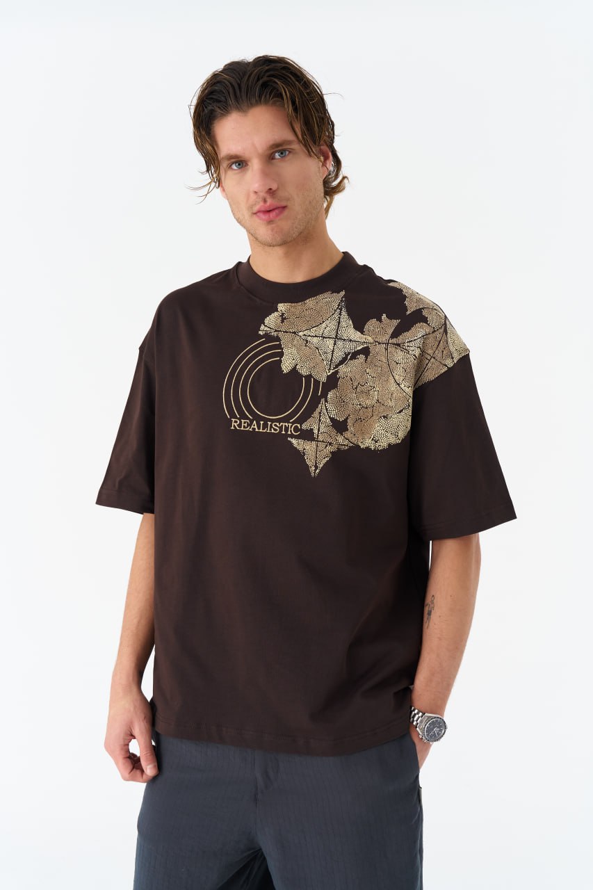 Oversize Cotton Tee / Ornate Animal Graphic Print "Fear Of Being Average" Withinblack