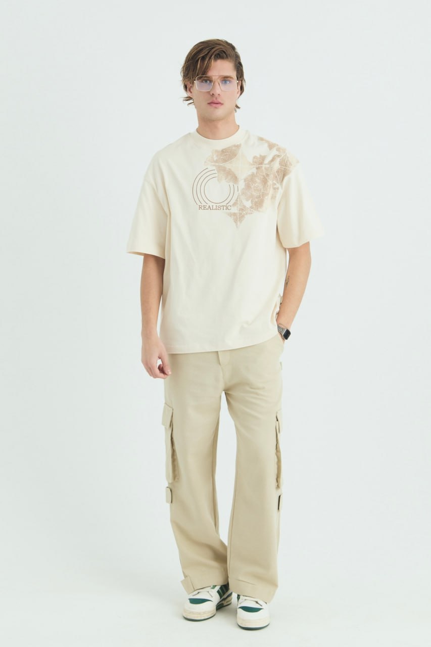 Oversize Cotton Tee / Ornate Animal Graphic Print "Fear Of Being Average" Withinblack
