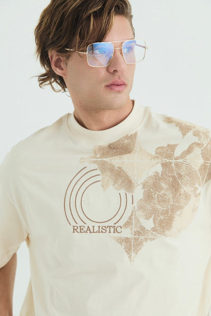 Oversize Cotton Tee / Ornate Animal Graphic Print "Fear Of Being Average" Withinblack
