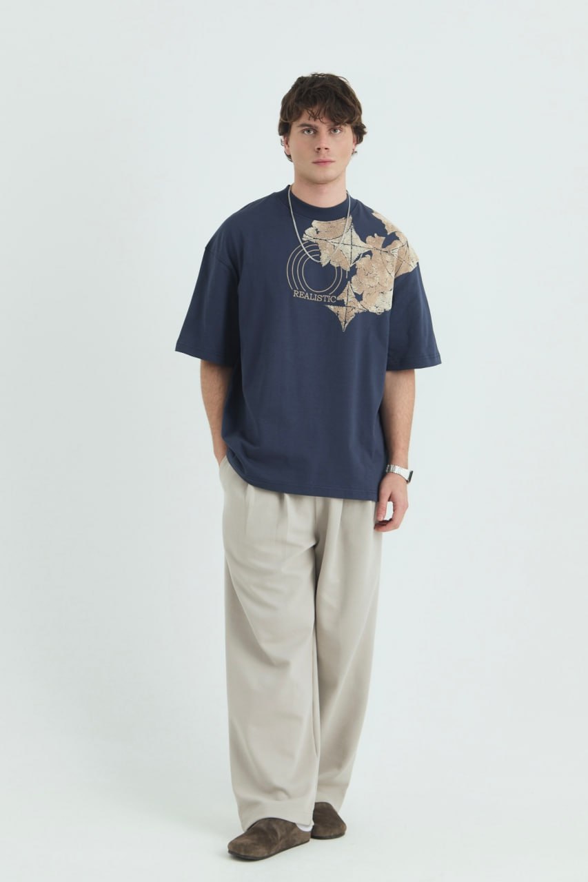 Oversize Cotton Tee / Ornate Animal Graphic Print "Fear Of Being Average" Withinblack