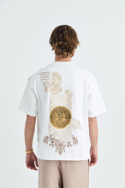 Oversize Cotton Tee / Ornate Animal Graphic Print "Fear Of Being Average" Withinblack