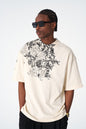 Oversize Cotton Tee / Ornate Baroque Style Graphic Print Withinblack