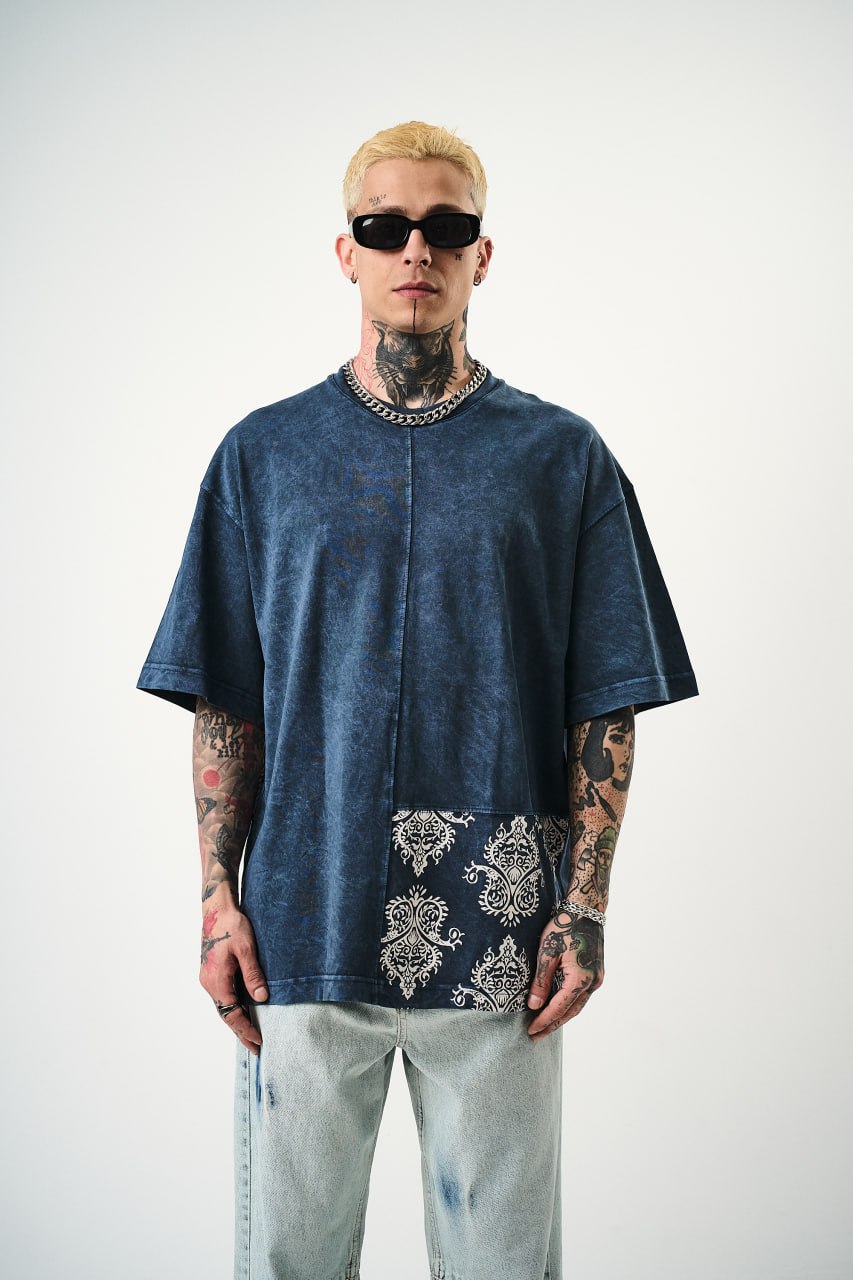 Oversize Cotton Tee - Ornate Pattern Graphic Print Shirt Withinblack