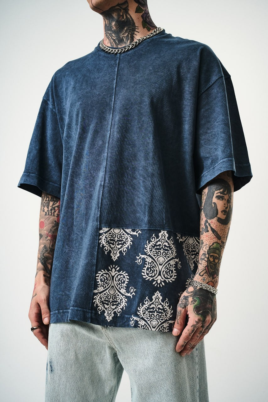 Oversize Cotton Tee - Ornate Pattern Graphic Print Shirt Withinblack