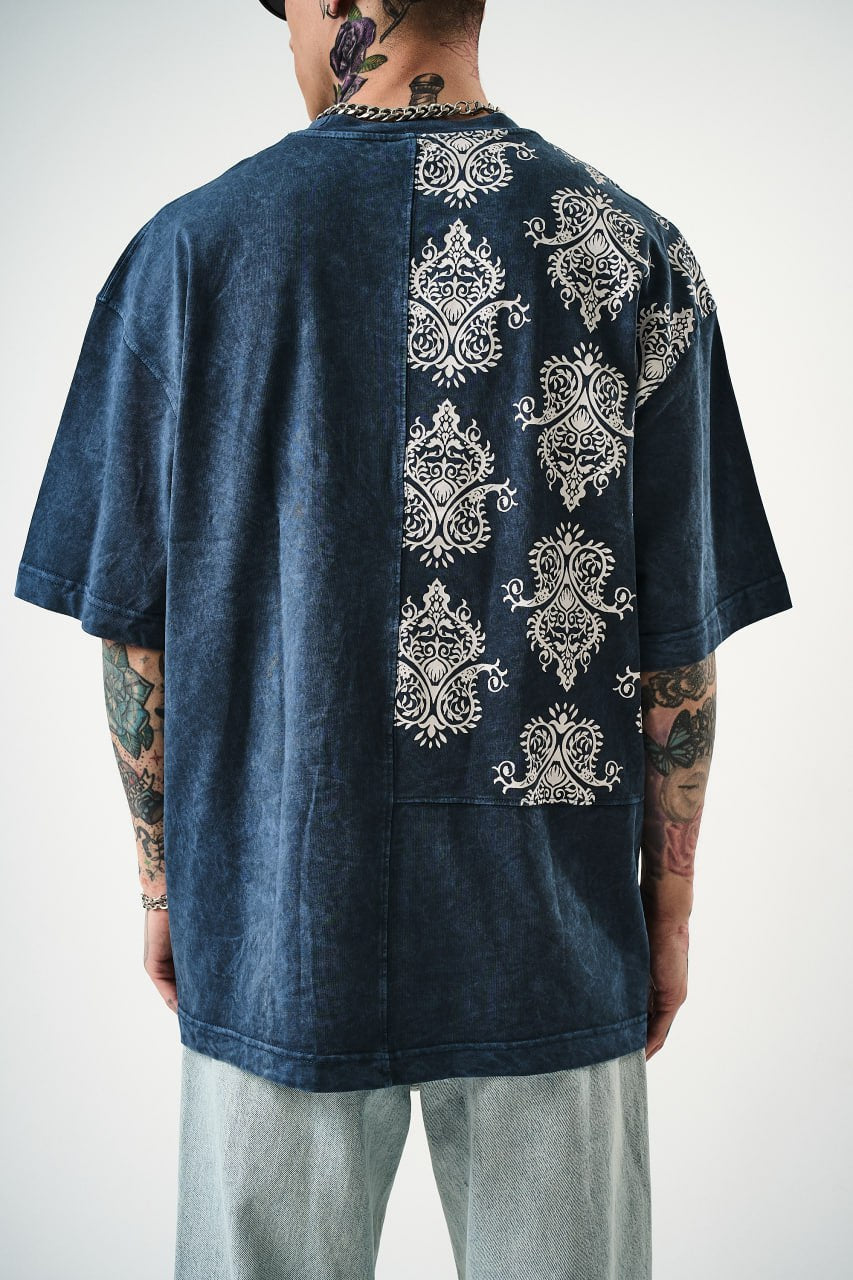 Oversize Cotton Tee - Ornate Pattern Graphic Print Shirt Withinblack