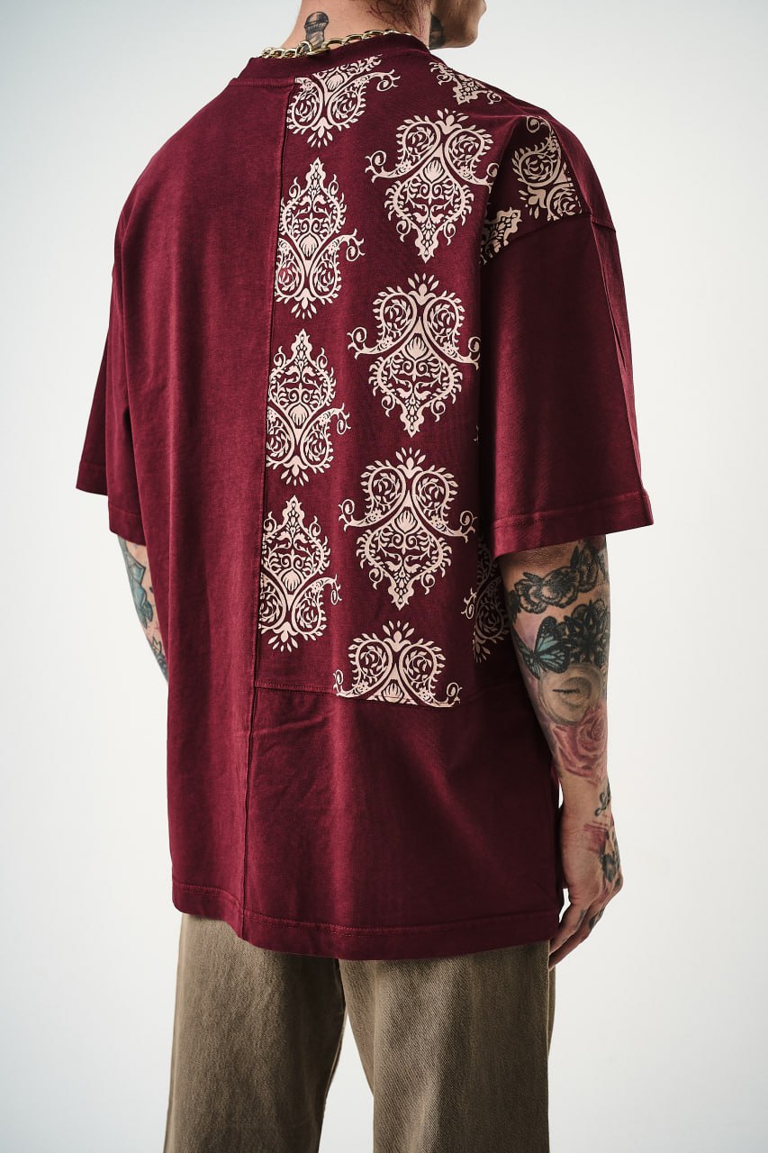 Oversize Cotton Tee - Ornate Pattern Graphic Print Shirt Withinblack