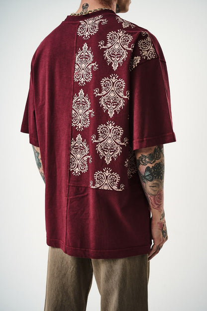 Oversize Cotton Tee - Ornate Pattern Graphic Print Shirt Withinblack