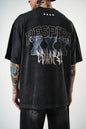 Oversize Cotton Tee - "RESPIRA" Graphic Print with Stars Withinblack
