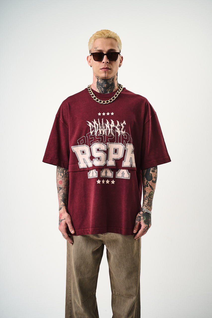 Oversize Cotton Tee - "RESPIRA" Graphic Print with Stars Withinblack