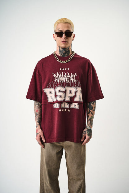 Oversize Cotton Tee - "RESPIRA" Graphic Print with Stars Withinblack