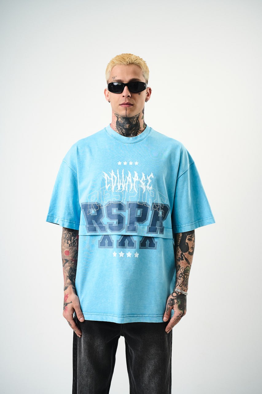 Oversize Cotton Tee - "RESPIRA" Graphic Print with Stars Withinblack