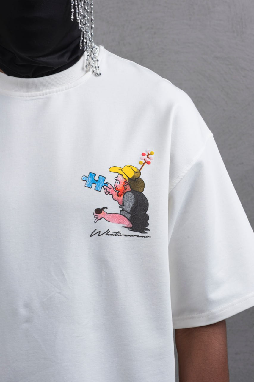 Oversize Cotton Tee – Starry Night  Graphic Print Withinblack