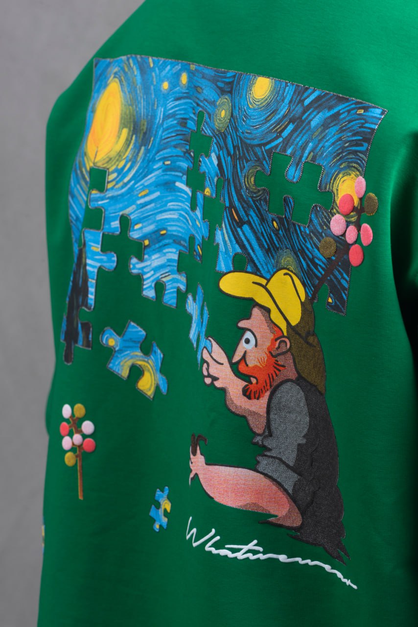Oversize Cotton Tee – Starry Night  Graphic Print Withinblack