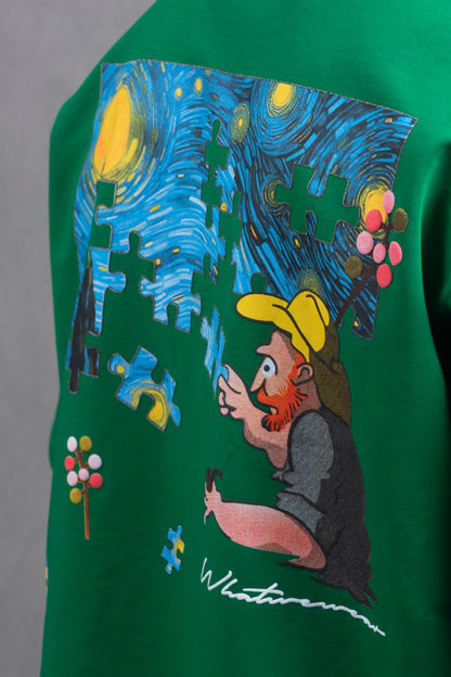 Oversize Cotton Tee – Starry Night  Graphic Print Withinblack