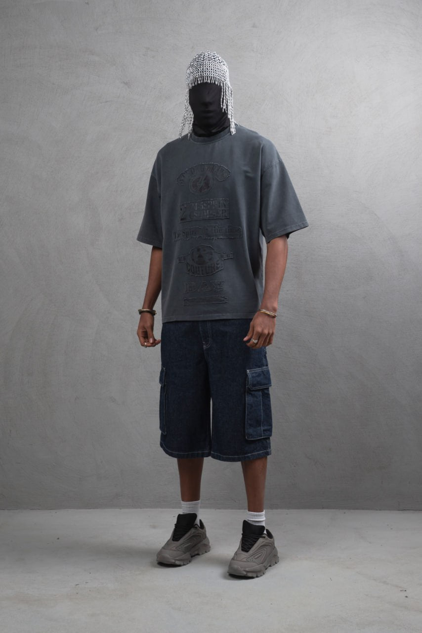 Oversize Cotton Tee - "Strong Brave Couture" Graphic Print Withinblack