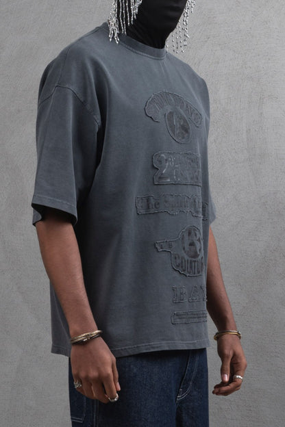 Oversize Cotton Tee - "Strong Brave Couture" Graphic Print Withinblack