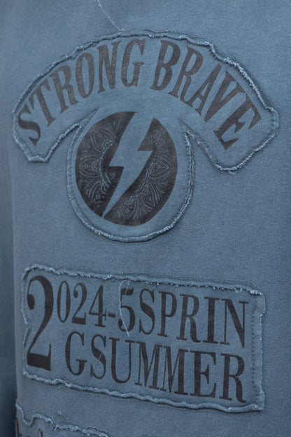 Oversize Cotton Tee - "Strong Brave Couture" Graphic Print Withinblack