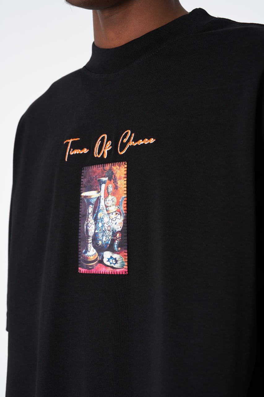 Time Of Chaos Vase Graphic Oversize Cotton Tee Withinblack