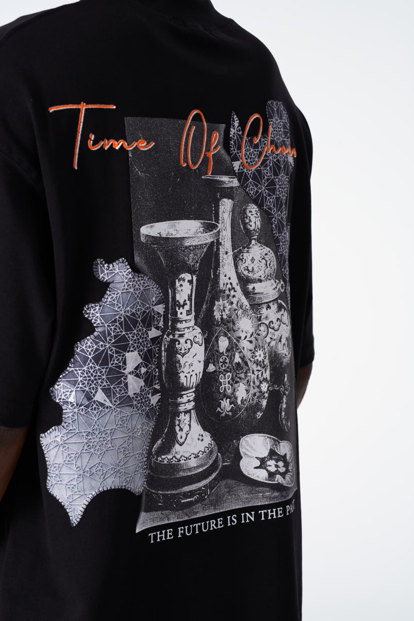 Time Of Chaos Vase Graphic Oversize Cotton Tee Withinblack