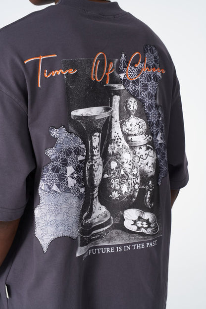 Time Of Chaos Vase Graphic Oversize Cotton Tee Withinblack