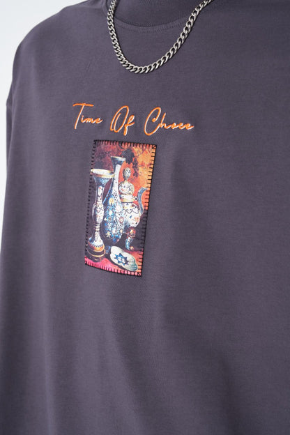 Time Of Chaos Vase Graphic Oversize Cotton Tee Withinblack
