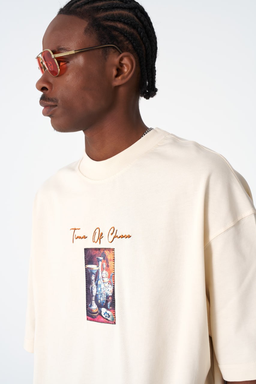 Time Of Chaos Vase Graphic Oversize Cotton Tee Withinblack