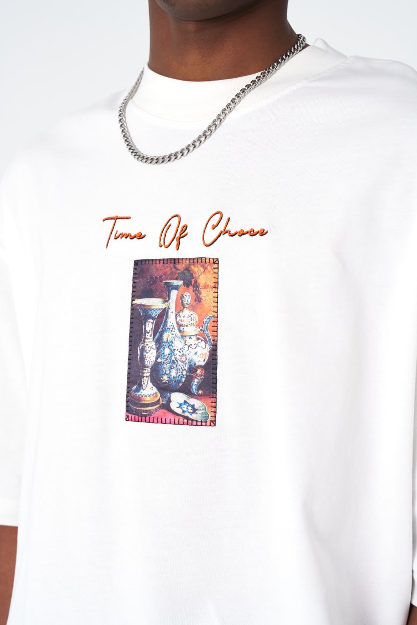 Time Of Chaos Vase Graphic Oversize Cotton Tee Withinblack