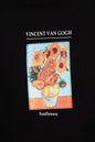 Oversize Cotton Tee - Van Gogh Sunflowers Art Print with Quote Withinblack
