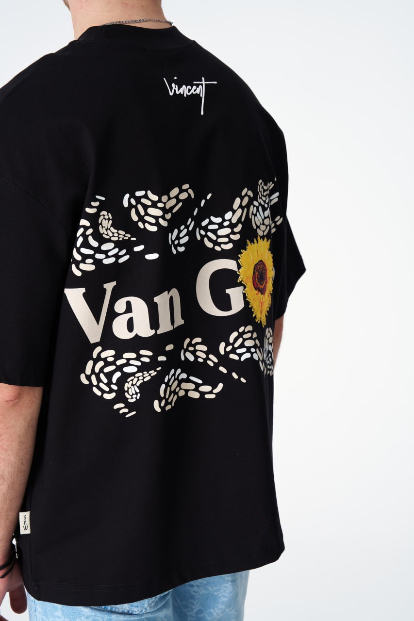 Oversize Cotton Tee / Vincent Van Gogh Artist Name & Art Print Withinblack