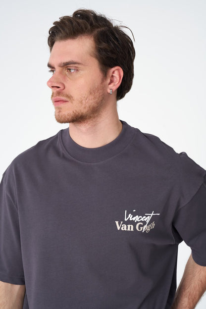 Oversize Cotton Tee / Vincent Van Gogh Artist Name & Art Print Withinblack