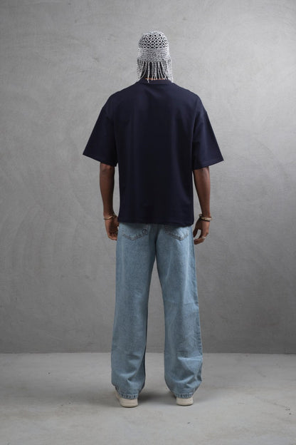 Oversize Cotton Tee – "Virtual Nomad" Graphic Print Withinblack