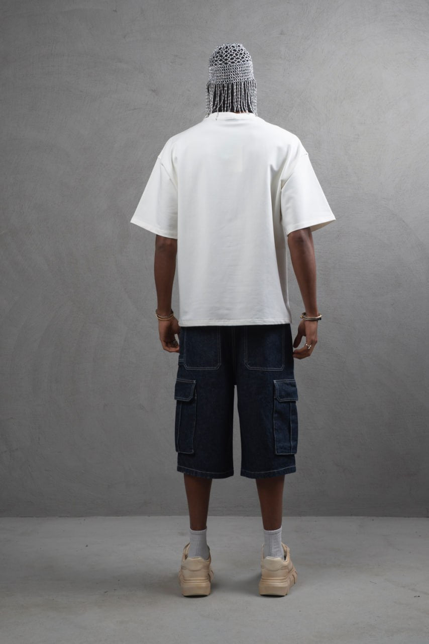 Oversize Cotton Tee – "Virtual Nomad" Graphic Print Withinblack