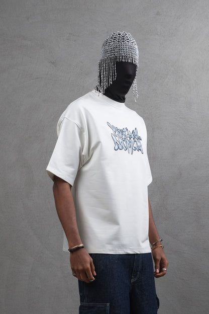 Oversize Cotton Tee – "Virtual Nomad" Graphic Print Withinblack