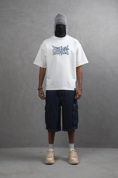 Oversize Cotton Tee – "Virtual Nomad" Graphic Print Withinblack