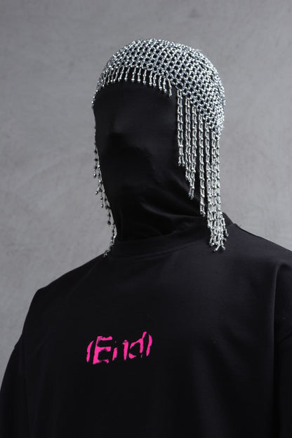 Oversize Cotton Tee – "(End)" Flame Graphic Print Withinblack