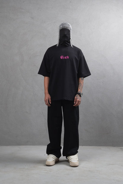 Oversize Cotton Tee – "(End)" Flame Graphic Print Withinblack