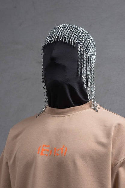Oversize Cotton Tee – "(End)" Flame Graphic Print Withinblack