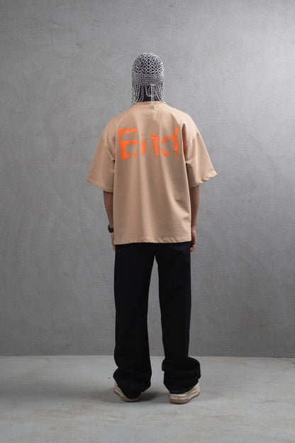 Oversize Cotton Tee – "(End)" Flame Graphic Print Withinblack