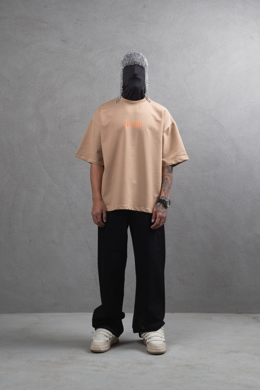Oversize Cotton Tee – "(End)" Flame Graphic Print Withinblack