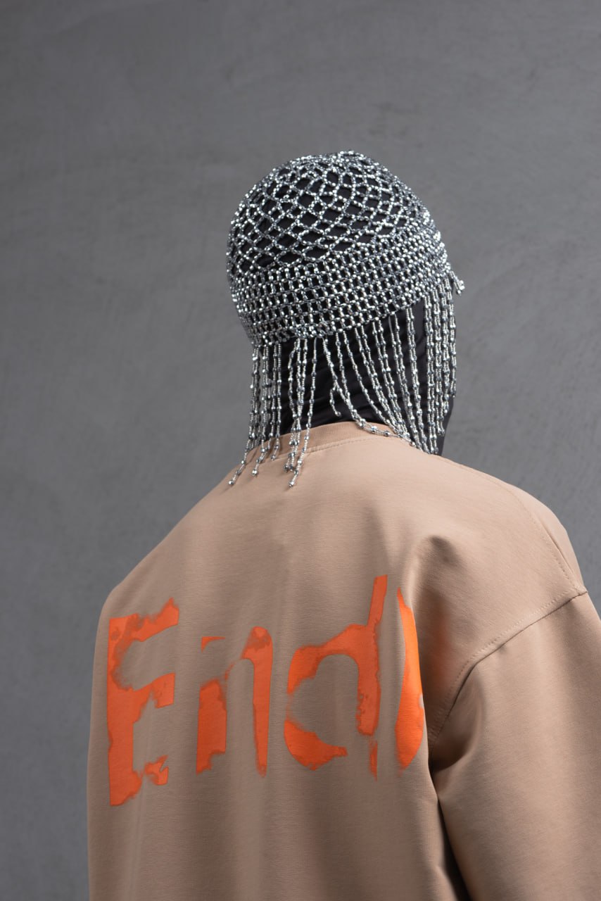 Oversize Cotton Tee – "(End)" Flame Graphic Print Withinblack