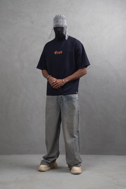Oversize Cotton Tee – "(End)" Flame Graphic Print Withinblack