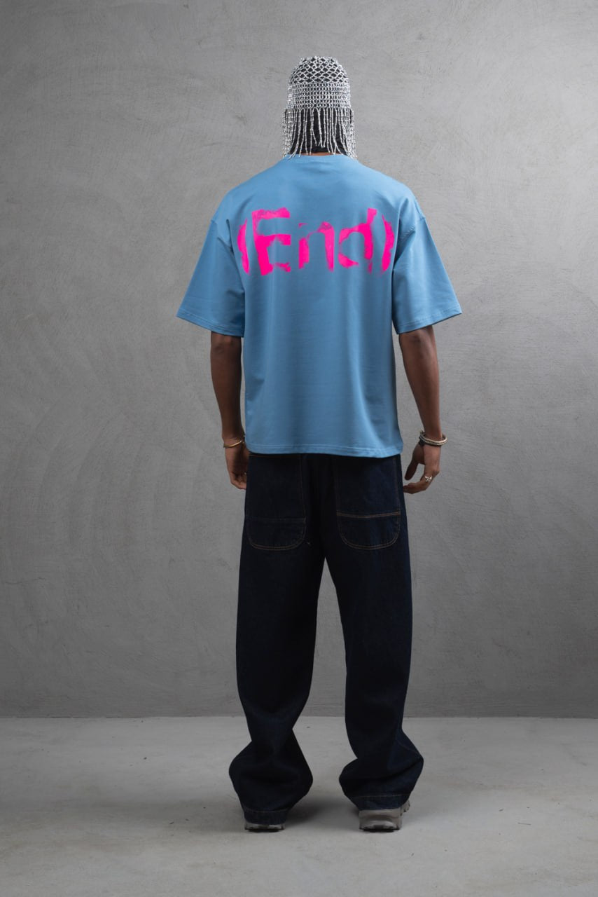 Oversize Cotton Tee – "(End)" Flame Graphic Print Withinblack