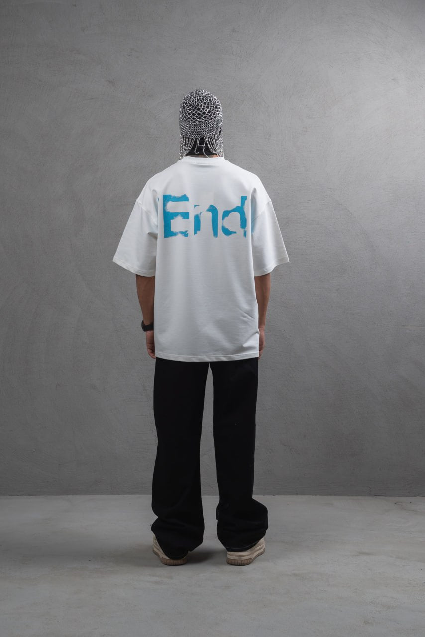 Oversize Cotton Tee – "(End)" Flame Graphic Print Withinblack