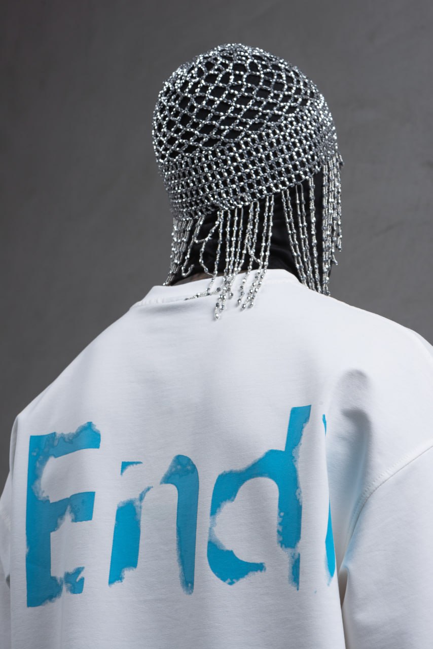 Oversize Cotton Tee – "(End)" Flame Graphic Print Withinblack