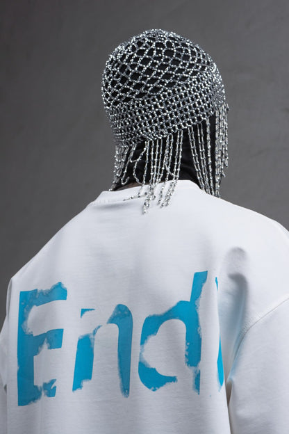 Oversize Cotton Tee – "(End)" Flame Graphic Print Withinblack