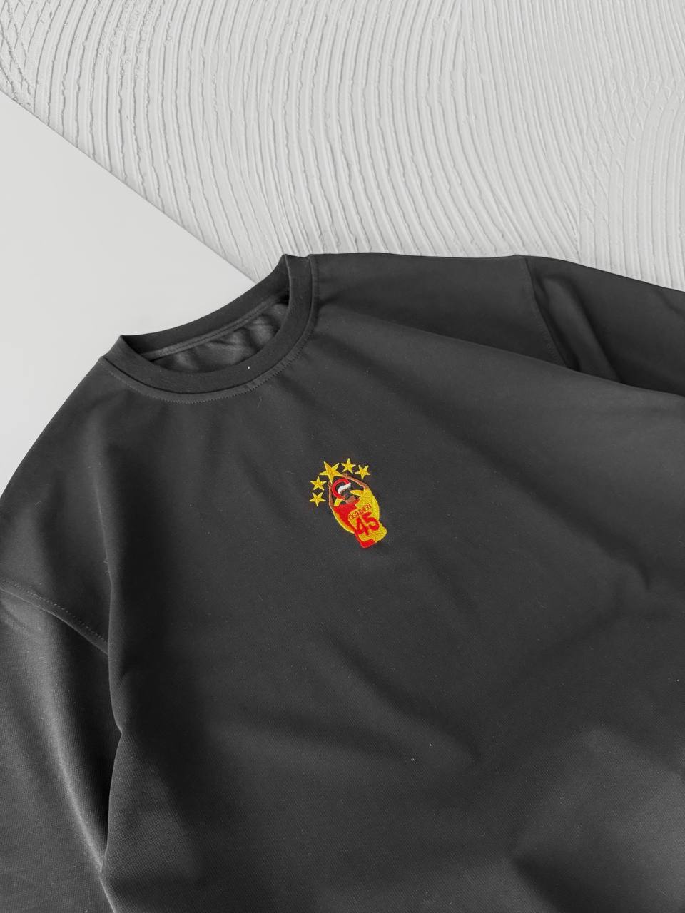Oversize Embroidered T-Shirt – OSIMHEN 45 Flame & Stars Logo Withinblack