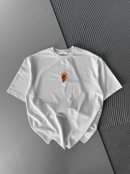 Oversize Embroidered T-Shirt – OSIMHEN 45 Flame & Stars Logo Withinblack